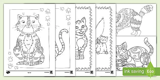 Cat Mindfulness Colouring Pages (teacher made) - Twinkl